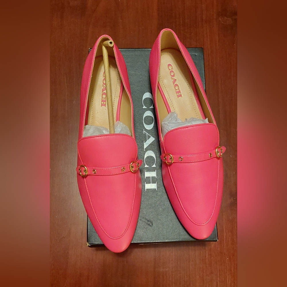 Coach Isabel Leather Loafers Bright Pink Watermelon Size 11